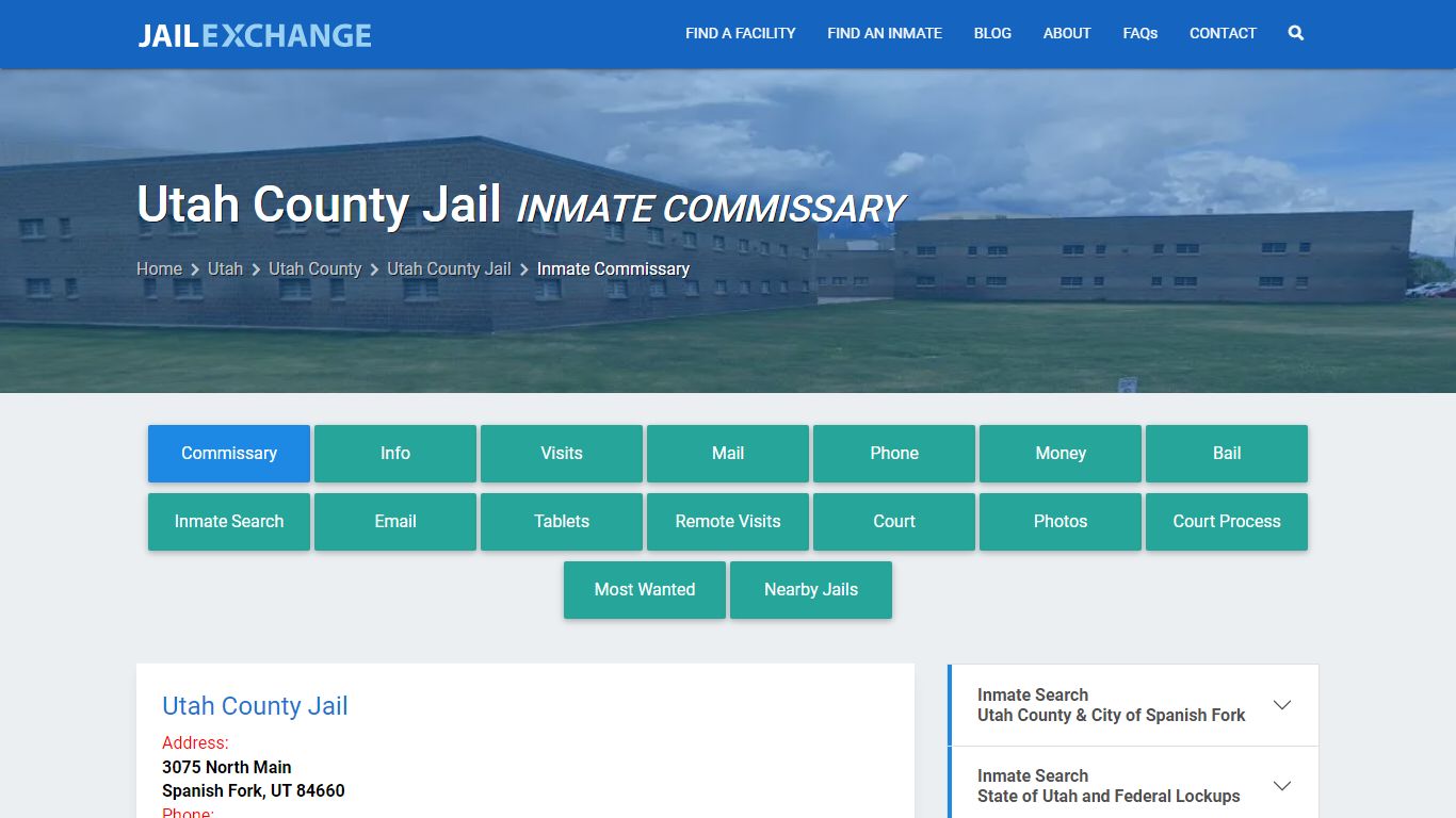 Inmate Commissary, Care Packs - Utah County Jail, UT