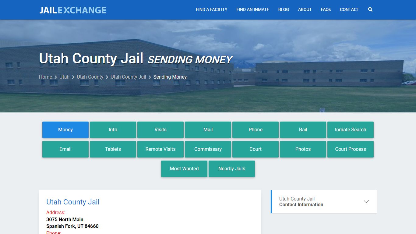 Send Money to Inmate - Utah County Jail, UT - Jail Exchange